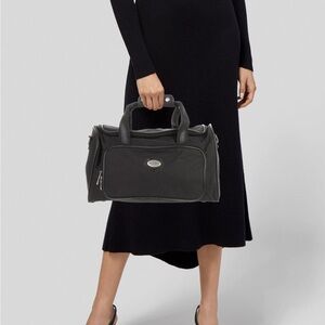 NWT Pierre Cardin Black Canvas Leather Luggage Luxury Top Handle Travel Bag